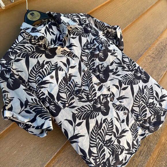 Vintage Island Brown Tan Hawaiian Style Button Down Women’s Top Size S - Picture 10 of 14